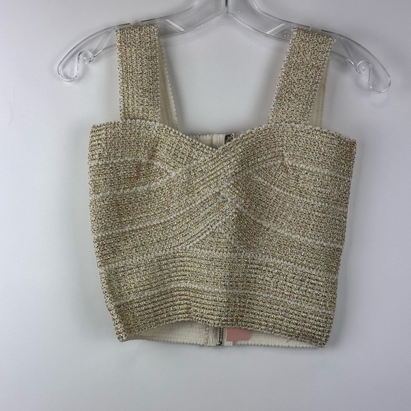 MIcas Women's Gold Woven Crop Top w/High Waisted Marble Print Straight Leg Pant - Picture 3 of 10